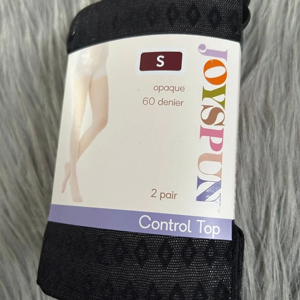 Joyspun Tights Womens Size Small Black Gray Control Top Opaque 60 Denier